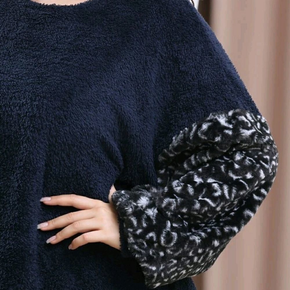 Plus Leopard Pattern Drop Shoulder Flannel Pullover - Picture 3 of 9